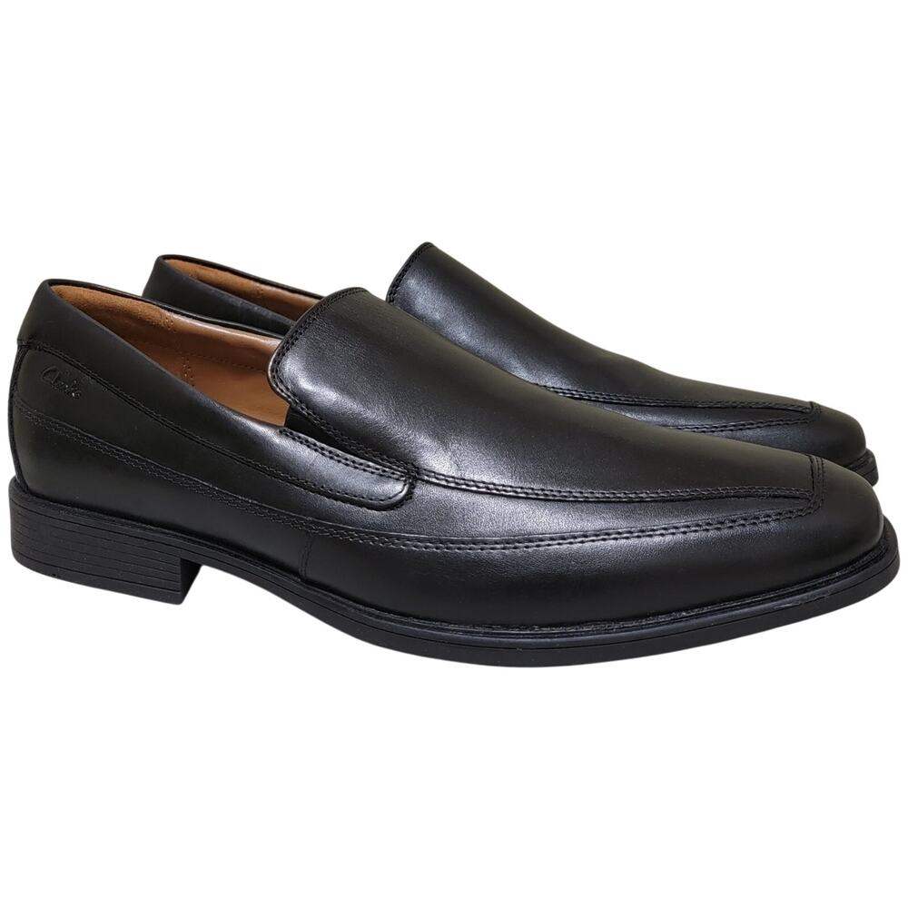 Clarks Men Tilden Free Moc Toe Slip On Loafers Size US 11W Black Leather